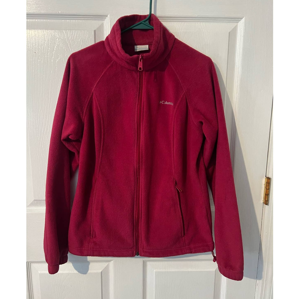 Women's COLUMBIA Front Zip Fleece Jacket Magenta Size Medium